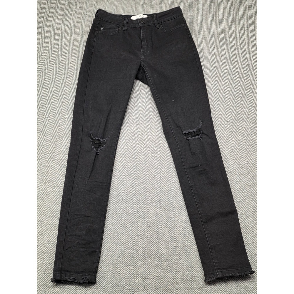 Kancan Black Skinny‎ Jeans Ripped Distressed Frayed Hem Women's Size 5 26